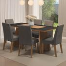 Conjunto Sala de Jantar Mesa Tampo de Madeira 6 Cadeiras Simone Madesa