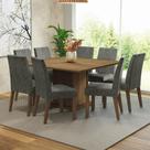 Conjunto Sala de Jantar Mesa Tampo de Madeira 8 Cadeiras Doris Madesa