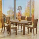 Conjunto Sala de Jantar Mesa Tampo de Madeira com 6 Cadeiras Analu Madesa Conjunto Sala de Jantar Mesa Tampo de Madeira com 6 Cadeiras Analu Madesa