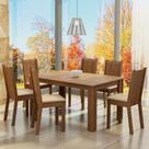 Conjunto Sala de Jantar Mesa Tampo de Madeira com 6 Cadeiras Analu Madesa