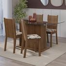 Conjunto Sala de Jantar Mesa Tampo de Vidro 4 Cadeiras Espanha Madesa Conjunto Sala de Jantar Mesa Tampo de Vidro 4 Cadeiras Espanha Madesa