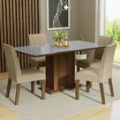 Conjunto Sala de Jantar Mesa Tampo de Vidro 4 Cadeiras Imperial Avril Madesa