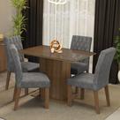 Conjunto Sala de Jantar Mesa Tampo de Vidro 4 Cadeiras Reale Madesa