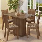 Conjunto Sala De Jantar Mesa Tampo De Vidro 4 Cadeiras Rustic/bege Marrom Camélia Madesa Conjunto Sala De Jantar Mesa Tampo De Vidro 4 Cadeiras Rustic/bege Marrom Camélia Madesa