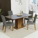 Conjunto Sala de Jantar Mesa Tampo de Vidro 4 Cadeiras Rustic/Cinza/Silver Marilia Madesa Conjunto Sala de Jantar Mesa Tampo de Vidro 4 Cadeiras Rustic/Cinza/Silver Marilia Madesa