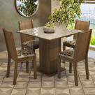 Conjunto Sala de Jantar Mesa Tampo de Vidro 4 Cadeiras Rustic/Crema/Bege Marrom Perla Madesa Conjunto Sala de Jantar Mesa Tampo de Vidro 4 Cadeiras Rustic/Crema/Bege Marrom Perla Madesa