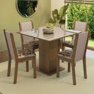 Conjunto Sala de Jantar Mesa Tampo de Vidro 4 Cadeiras Rustic/Crema/Bege Marrom Tifani Madesa Conjunto Sala de Jantar Mesa Tampo de Vidro 4 Cadeiras Rustic/Crema/Bege Marrom Tifani Madesa