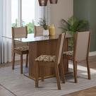 Conjunto Sala de Jantar Mesa Tampo de Vidro 4 Cadeiras Rustic/Crema/Bege Marrom Yara Madesa Conjunto Sala de Jantar Mesa Tampo de Vidro 4 Cadeiras Rustic/Crema/Bege Marrom Yara Madesa