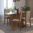 Conjunto Sala de Jantar Mesa Tampo de Vidro 4 Cadeiras Rustic/Crema/Floral Hibiscos Yara Madesa Conjunto Sala de Jantar Mesa Tampo de Vidro 4 Cadeiras Rustic/Crema/Floral Hibiscos Yara Madesa