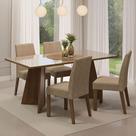 Conjunto Sala de Jantar Mesa Tampo de Vidro 4 Cadeiras Rustic/Crema/Imperial Taylor Madesa Conjunto Sala de Jantar Mesa Tampo de Vidro 4 Cadeiras Rustic/Crema/Imperial Taylor Madesa