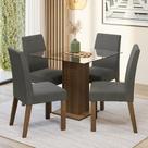 Conjunto Sala de Jantar Mesa Tampo de Vidro 4 Cadeiras Rustic Ivy Madesa