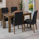 Conjunto Sala de Jantar Mesa Tampo de Vidro 4 Cadeiras Rustic/Oxford Antônia Madesa