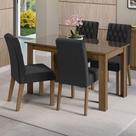 Conjunto Sala de Jantar Mesa Tampo de Vidro 4 Cadeiras Rustic/Oxford Celina Madesa Conjunto Sala de Jantar Mesa Tampo de Vidro 4 Cadeiras Rustic/Oxford Celina Madesa