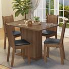 Conjunto Sala de Jantar Mesa Tampo de Vidro 4 Cadeiras Rustic/Preto Camélia Madesa