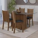 Conjunto Sala de Jantar Mesa Tampo de Vidro 4 Cadeiras Rustic/Preto Espanha Madesa Conjunto Sala de Jantar Mesa Tampo de Vidro 4 Cadeiras Rustic/Preto Espanha Madesa