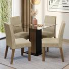 Conjunto Sala de Jantar Mesa Tampo de Vidro 4 Cadeiras Rustic/Preto/Imperial Ivy Madesa