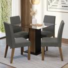 Conjunto Sala de Jantar Mesa Tampo de Vidro 4 Cadeiras Rustic/Preto Ivy Madesa Conjunto Sala de Jantar Mesa Tampo de Vidro 4 Cadeiras Rustic/Preto Ivy Madesa