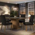 Conjunto Sala de Jantar Mesa Tampo de Vidro 4 Cadeiras Rustic/Preto/Oxford Aryeli Madesa Conjunto Sala de Jantar Mesa Tampo de Vidro 4 Cadeiras Rustic/Preto/Oxford Aryeli Madesa