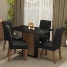 Conjunto Sala De Jantar Mesa Tampo De Vidro 4 Cadeiras Rustic/preto/oxford Reale Madesa Rustic/preto/oxford