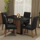 Conjunto Sala de Jantar Mesa Tampo de Vidro 4 Cadeiras Rustic/Preto/Oxford Reale Madesa