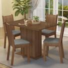Conjunto Sala De Jantar Mesa Tampo De Vidro 4 Cadeiras Rustic Silver Camélia Madesa