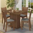 Conjunto Sala de Jantar Mesa Tampo de Vidro 4 Cadeiras Rustic/Silver Camélia Madesa Conjunto Sala de Jantar Mesa Tampo de Vidro 4 Cadeiras Rustic/Silver Camélia Madesa