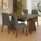 Conjunto Sala de Jantar Mesa Tampo de Vidro 4 Cadeiras Rustic/Silver Porto Madesa
