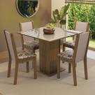 Conjunto Sala de Jantar Mesa Tampo de Vidro 4 Cadeiras Tifani Madesa