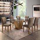 Conjunto Sala de Jantar Mesa Tampo de Vidro 6 Cadeiras Classic