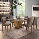Conjunto Sala de Jantar Mesa Tampo de Vidro 6 Cadeiras Classic Conjunto Sala de Jantar Mesa Tampo de Vidro 6 Cadeiras Classic
