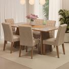 Conjunto Sala de Jantar Mesa Tampo de Vidro 6 Cadeiras Rustic/Crema/Imperial Marissa Madesa