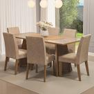 Conjunto Sala de Jantar Mesa Tampo de Vidro 6 Cadeiras Rustic/Crema/Imperial Valerie Madesa