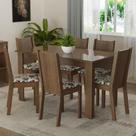 Conjunto Sala de Jantar Mesa Tampo de Vidro 6 Cadeiras Rustic/Hibiscos Isla Madesa