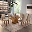 Conjunto Sala de Jantar Mesa Tampo de Vidro e 6 Cadeiras Classic