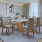 Conjunto Sala de Jantar Mesa Tampo de Vidro/MDF 6 Cadeiras Apogeu Móveis Lopas