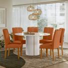 Conjunto Sala de Jantar Mesa Tampo de Vidro/mdf Redondo 135cm com 6 Cadeiras Serena