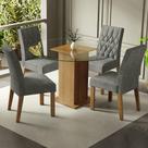 Conjunto Sala de Jantar Mesa Tampo de Vidro Redondo 4 Cadeiras Rustic/Silver Irene Madesa Conjunto Sala de Jantar Mesa Tampo de Vidro Redondo 4 Cadeiras Rustic/Silver Irene Madesa