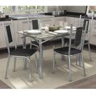 Conjunto Sala de Jantar Mesa Tampo de Vidro Retangular Elba e 4 Cadeiras Florença Crome Cromado Conjunto Sala de Jantar Mesa Tampo de Vidro Retangular Elba e 4 Cadeiras Florença Crome Cromado