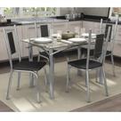 Conjunto Sala de Jantar Mesa Tampo de Vidro Retangular Elba e 4 Cadeiras Florença Crome Conjunto Sala de Jantar Mesa Tampo de Vidro Retangular Elba e 4 Cadeiras Florença Crome