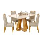 Conjunto Sala de Jantar Mesa Tampo em Vidro 1,20m Maria 4 Cadeiras Bel