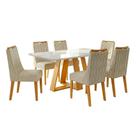 Conjunto Sala De Jantar Mesa Tampo Em Vidro 1,60m Maria 6 Cadeiras Bel Cedro-cappuccino