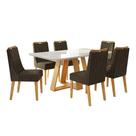 Conjunto Sala de Jantar Mesa Tampo em Vidro 1,60m Maria 6 Cadeiras Bel