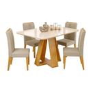 Conjunto Sala De Jantar Mesa Tampo Em Vidro 1,60m Maria 6 Cadeiras Tati Cedro-cappuccino