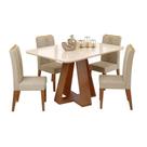 Conjunto Sala De Jantar Mesa Tampo Em Vidro 1,60m Maria 6 Cadeiras Tati Madeirado-cappuccino