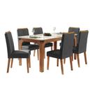 Conjunto Sala de Jantar Mesa Tampo em Vidro 1,60m Mel 6 Cadeiras Tati