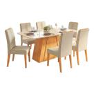 Conjunto Sala De Jantar Mesa Tampo Em Vidro 1,70m Sandy 6 Cadeiras Tati Cedro/cappuccino