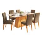 Conjunto Sala De Jantar Mesa Tampo Em Vidro 1,70m Sandy 6 Cadeiras Tati Cedro-marrom