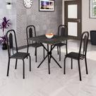 Conjunto Sala de Jantar Mesa Tampo Escuro e 4 Cadeiras Lívia Preto