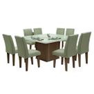 Conjunto Sala de Jantar Mesa Tampo Giratório 8 Cadeiras Siena Amsterdã Dobuê Cedro Off Areia Conjunto Sala de Jantar Mesa Tampo Giratório 8 Cadeiras Siena Amsterdã Dobuê Cedro Off Areia