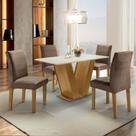 Conjunto Sala de Jantar Mesa Tampo MDF 4 Cadeiras Espanha Espresso Móveis Conjunto Sala de Jantar Mesa Tampo MDF 4 Cadeiras Espanha Espresso Móveis